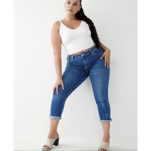 True Religion Jennie Curvy Mid rise Capri W26